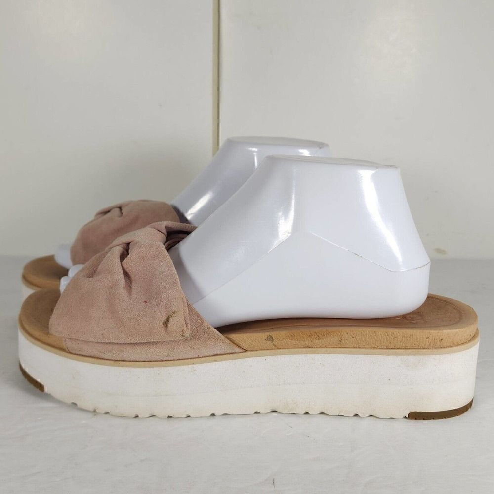 UGG Women's Joan US 10 Pink Suede Bow Open Toe Platform Slide Sandals - Picture 2 of 14